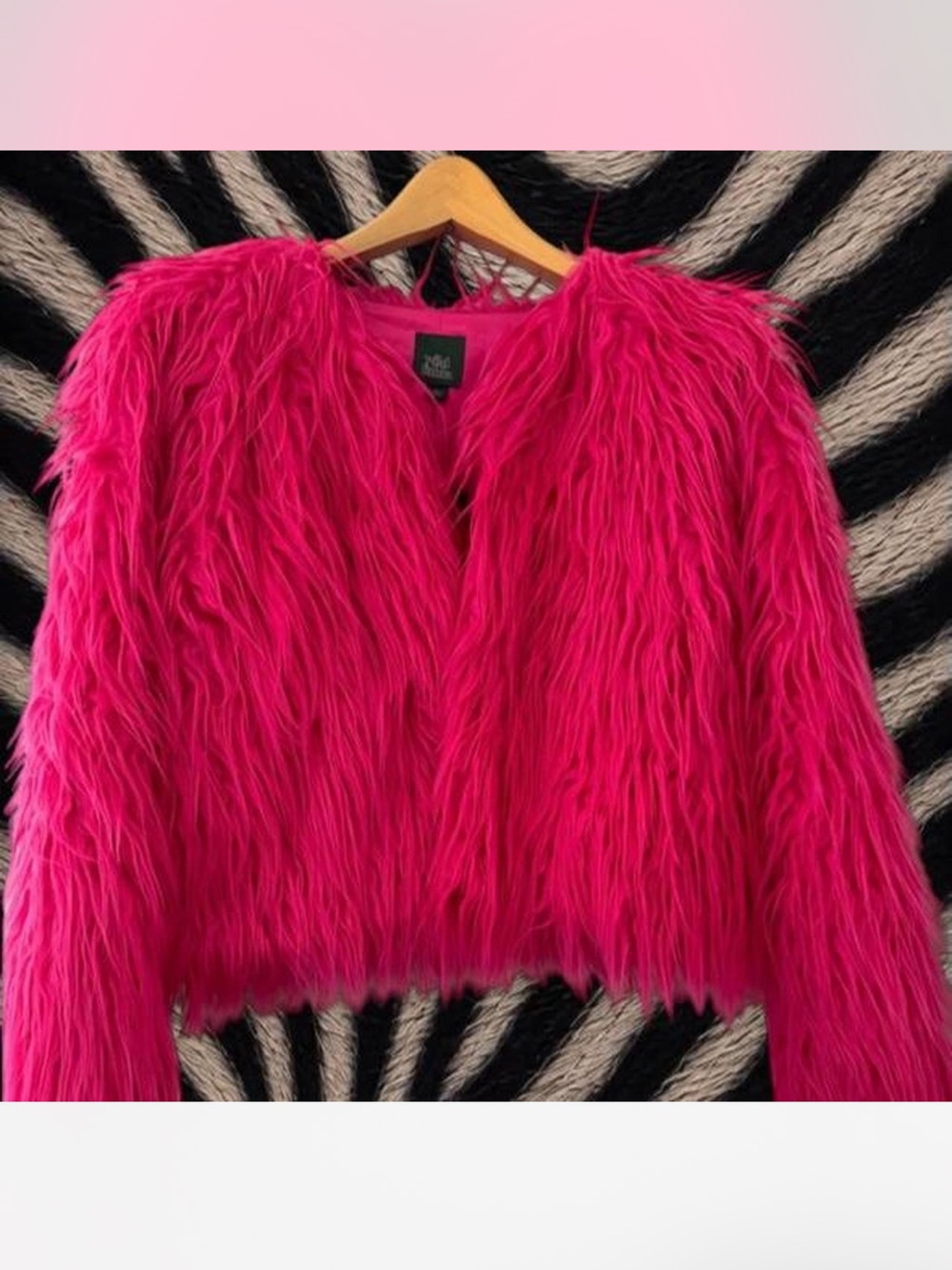 Target Hot Pink Teddy Faux Fur Cropped Jacket